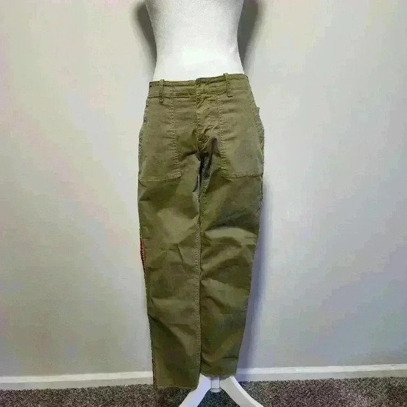 LUXURY DESIGNER Nili Lotan Tribeca Design Army Green Premium Cotton Pants 2 - Picture 1 of 12